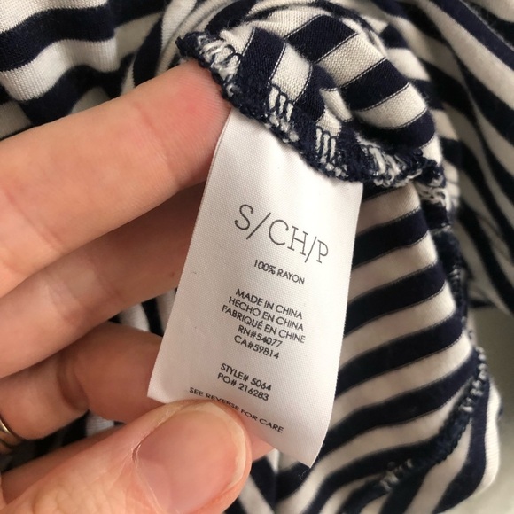 Cabi Long sleeve striped asymmetrical hem tunic top casual modest closet basic - Picture 3 of 4